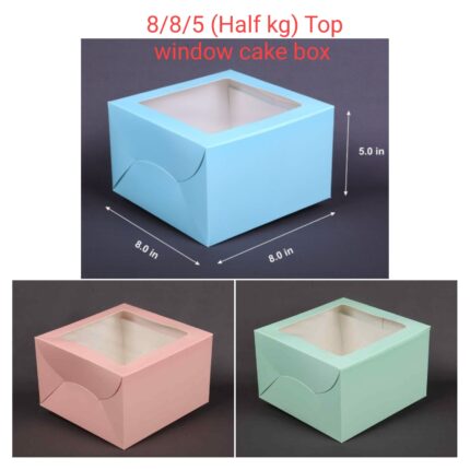 8/8/5 (half kg) Top window cake box- Rs 13/pc