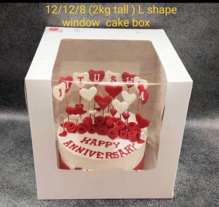 12/12/8 (2kg tall) L shape window cake box - Rs 45/1 Box