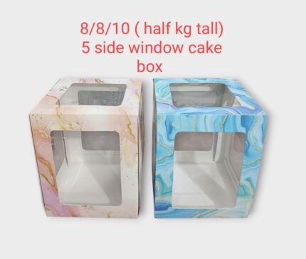 8/8/10 (half kg tall) 5 side window cake box - Rs.60 1 Box