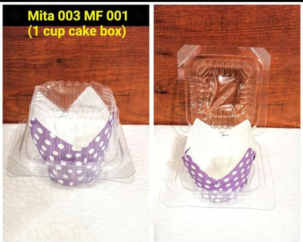 1 cup cake box (plastic)- Rs.5/pc (without cups)
