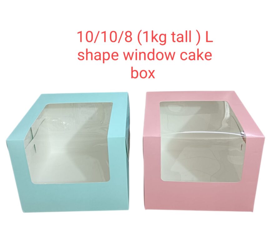 10/10/8 (1kg Tall Printed) L shape window cake box